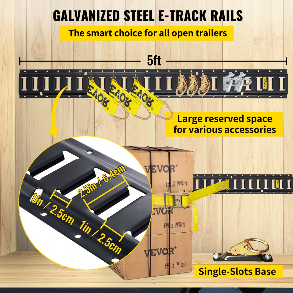 VV-ETS-TD518 - 5 ft Heavy-Duty E-Track Tie-Down Rail Kit