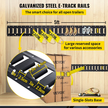 VV-ETS-TD518 - 5 ft Heavy-Duty E-Track Tie-Down Rail Kit