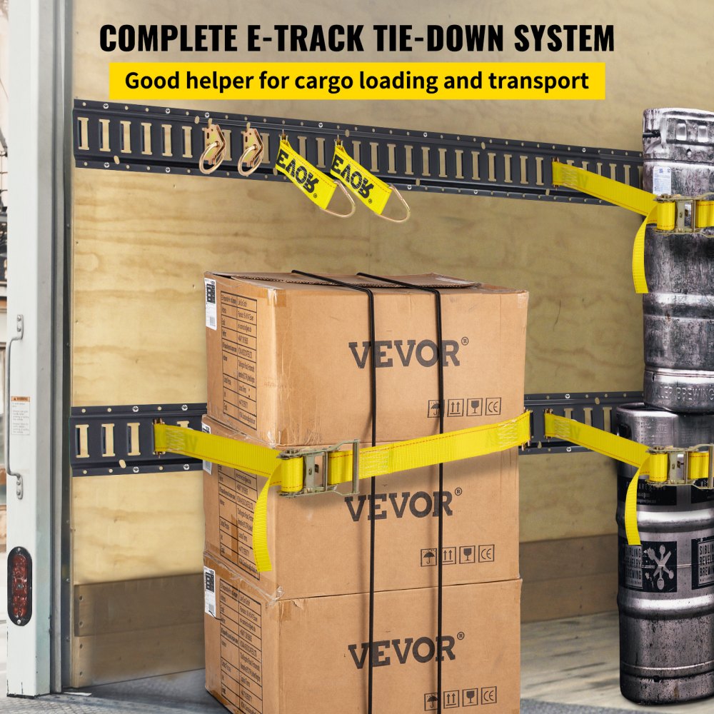 VV-ETS-TD530 - 5FT E-Track Rail Kit for Safe Cargo & Motorcycle Securing