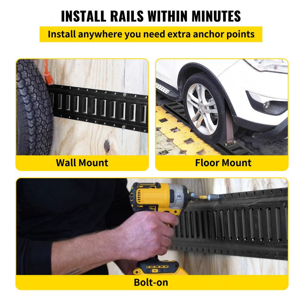 VV-ET-TD44 - 4FT Heavy-Duty Steel E-Track Tie-Down Rail System