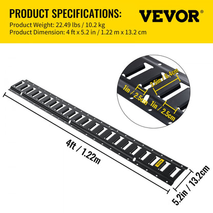 VV-ET-TD44 - 4FT Heavy-Duty Steel E-Track Tie-Down Rail System