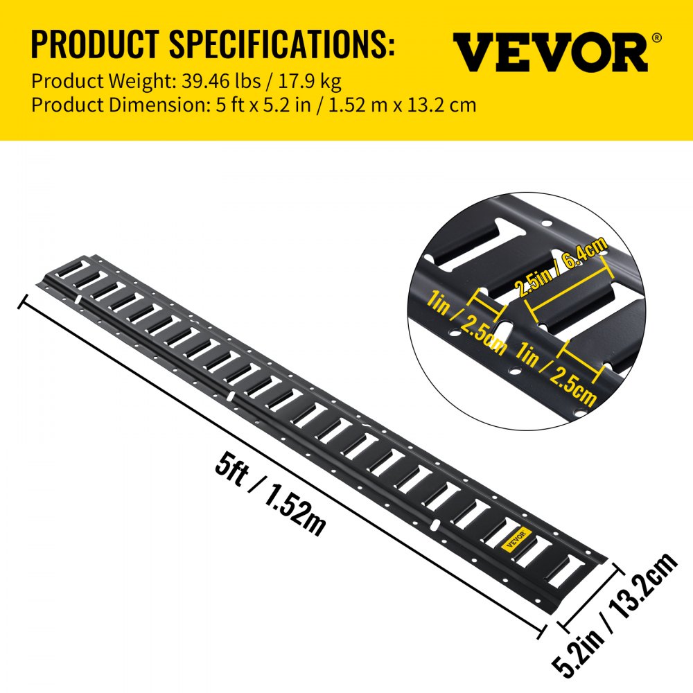 VV-ET-TD56 - Durable 5-FT Steel E-Track Tie-Down Rail for Secure Cargo