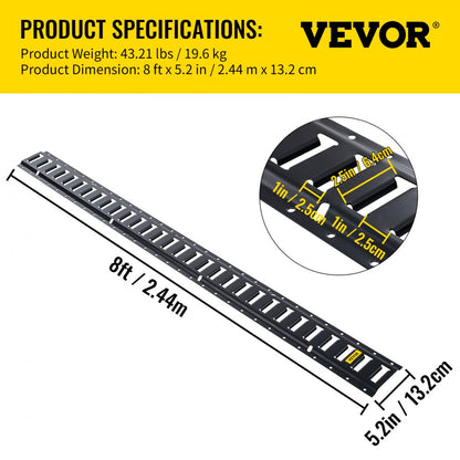 VV-ET-TD84 - 8FT Heavy-Duty Steel E-Track Tie-Down Rail System