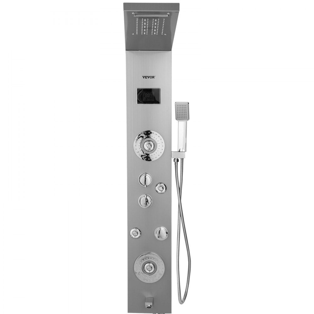 010621322950 - 6 Functions Stainless Steel Shower Panel for Ultimate Relaxation