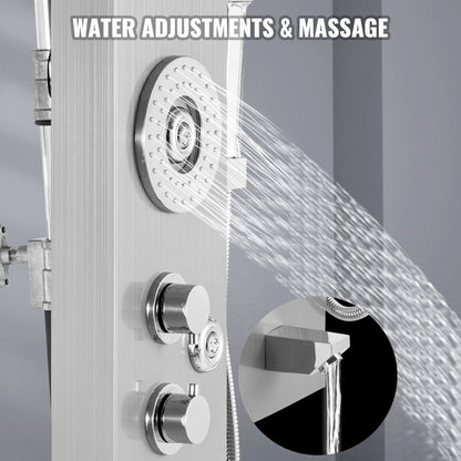 010621322950 - 6 Functions Stainless Steel Shower Panel for Ultimate Relaxation
