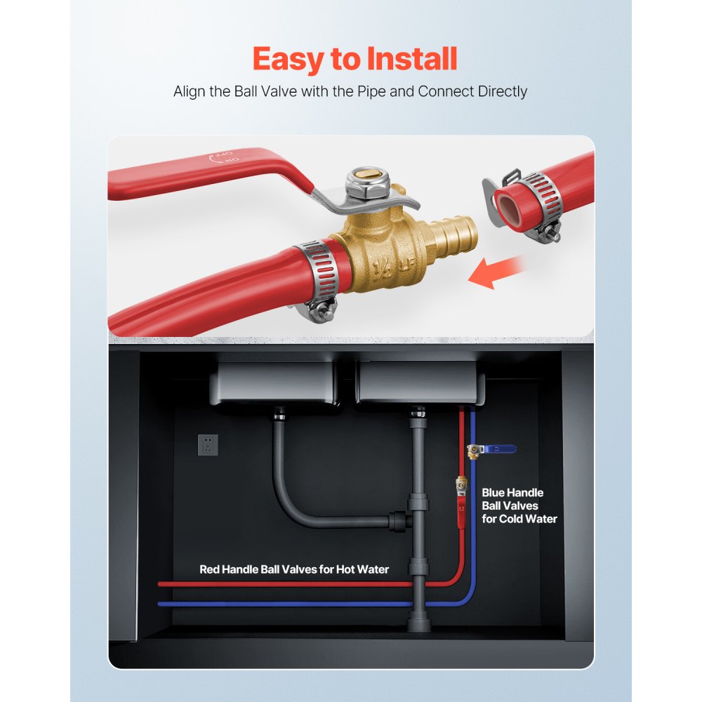 QF-11 - 10-Pack 1/2 in Lead-Free Brass PEX Ball Valves with Handles