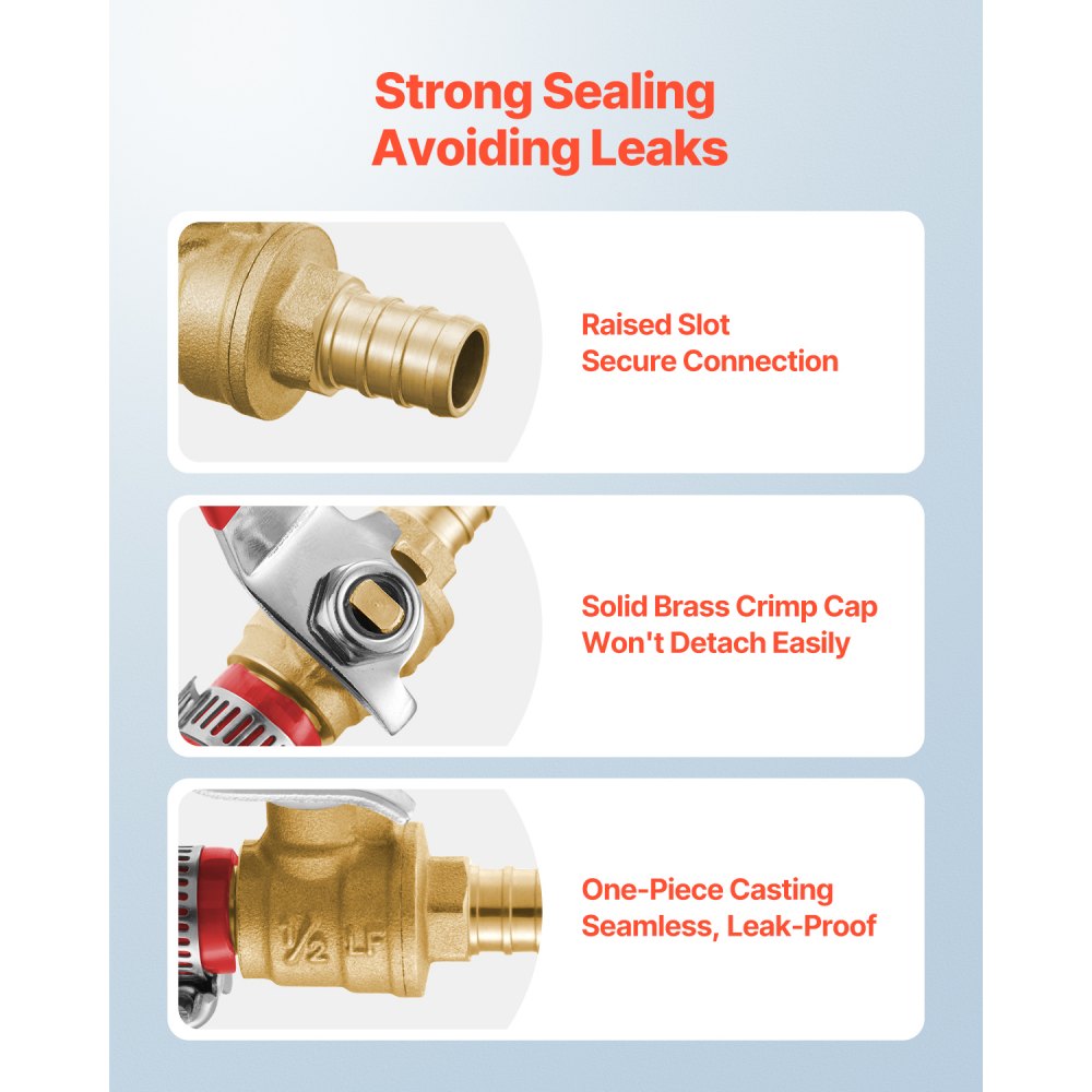 QF-11 - 10-Pack 1/2 in Lead-Free Brass PEX Ball Valves with Handles