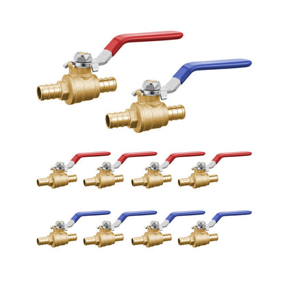QF-11 - 10-Pack 1/2 in Lead-Free Brass PEX Ball Valves with Handles