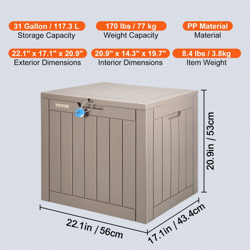 010446134795 - 31-Gallon Waterproof Deck Box for Outdoor Storage & Organization
