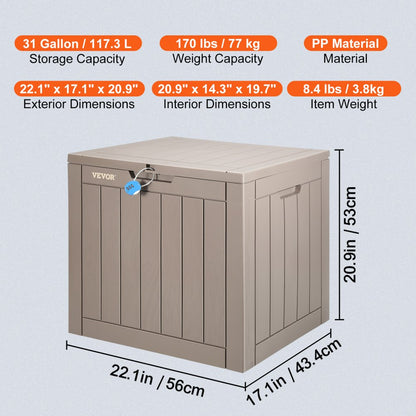 010446134795 - 31-Gallon Waterproof Deck Box for Outdoor Storage & Organization