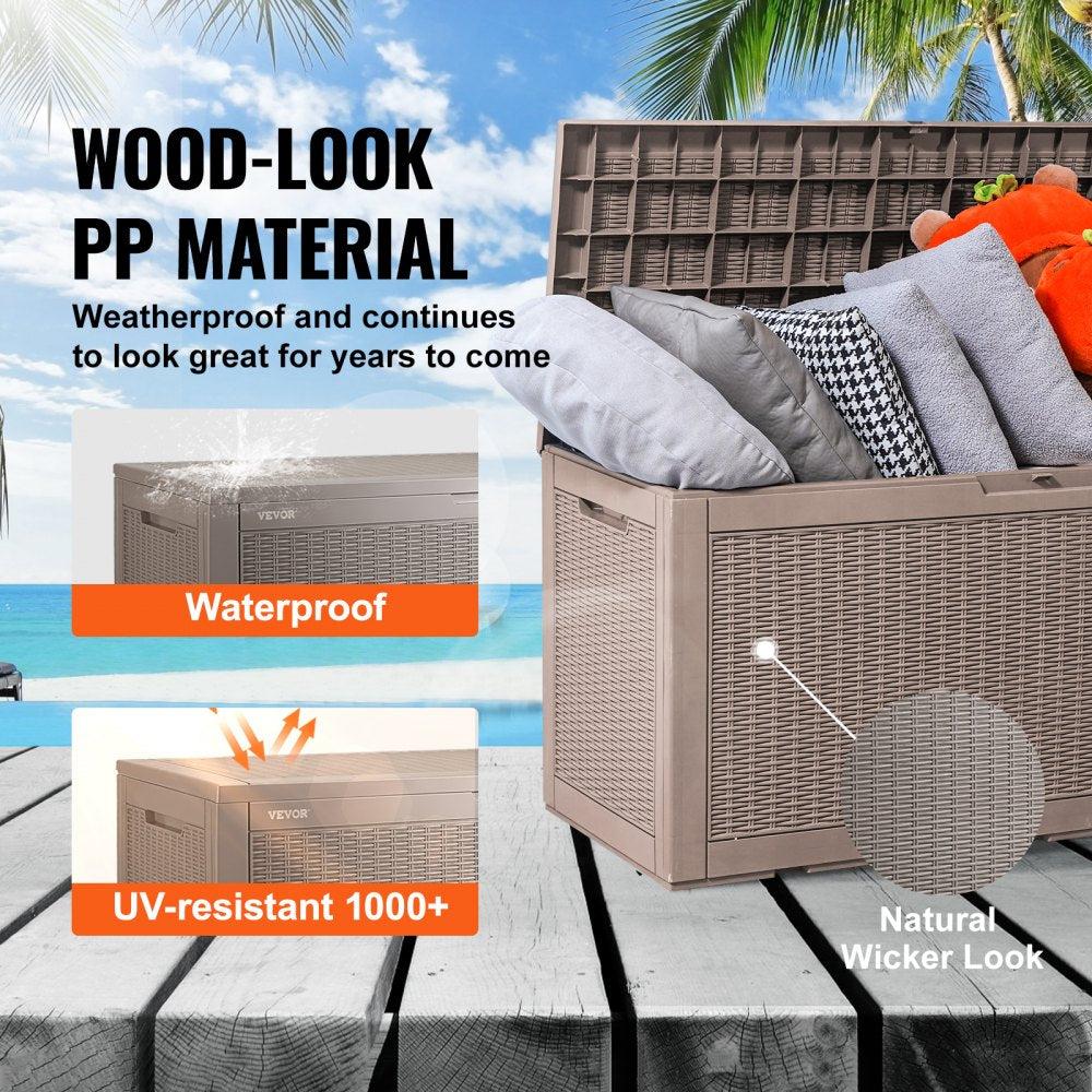 010597377633 - 100-Gallon Weatherproof Deck Box for Outdoor Storage