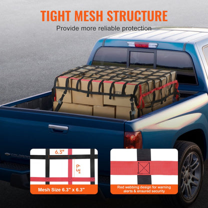 PPCN0096R - Heavy Duty 96" x 72" Cargo Net with Adjustable Straps & Hooks