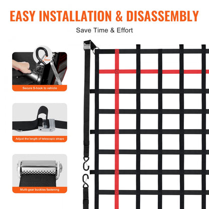 PPCN0096R - Heavy Duty 96" x 72" Cargo Net with Adjustable Straps & Hooks