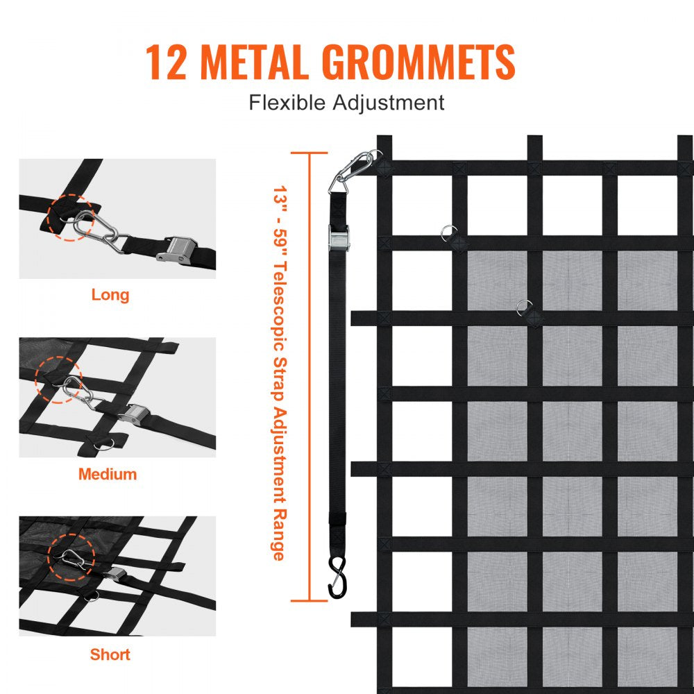 PPCN0072 - Heavy Duty 72" x 57" Cargo Net with D-Rings & S-Hooks