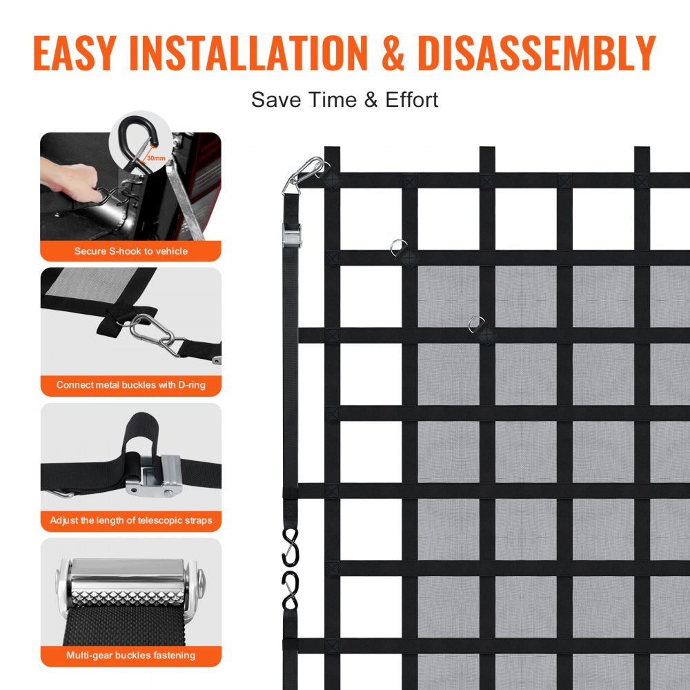 PPCN0072 - Heavy Duty 72" x 57" Cargo Net with D-Rings & S-Hooks