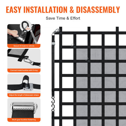 PPCN0072 - Heavy Duty 72" x 57" Cargo Net with D-Rings & S-Hooks