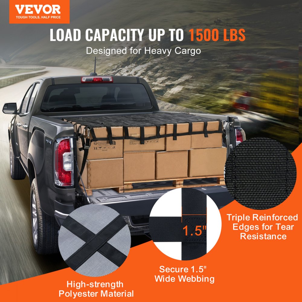 PLCN0072 - 72" x 57" Heavy Duty Cargo Net with 1500 lbs Capacity