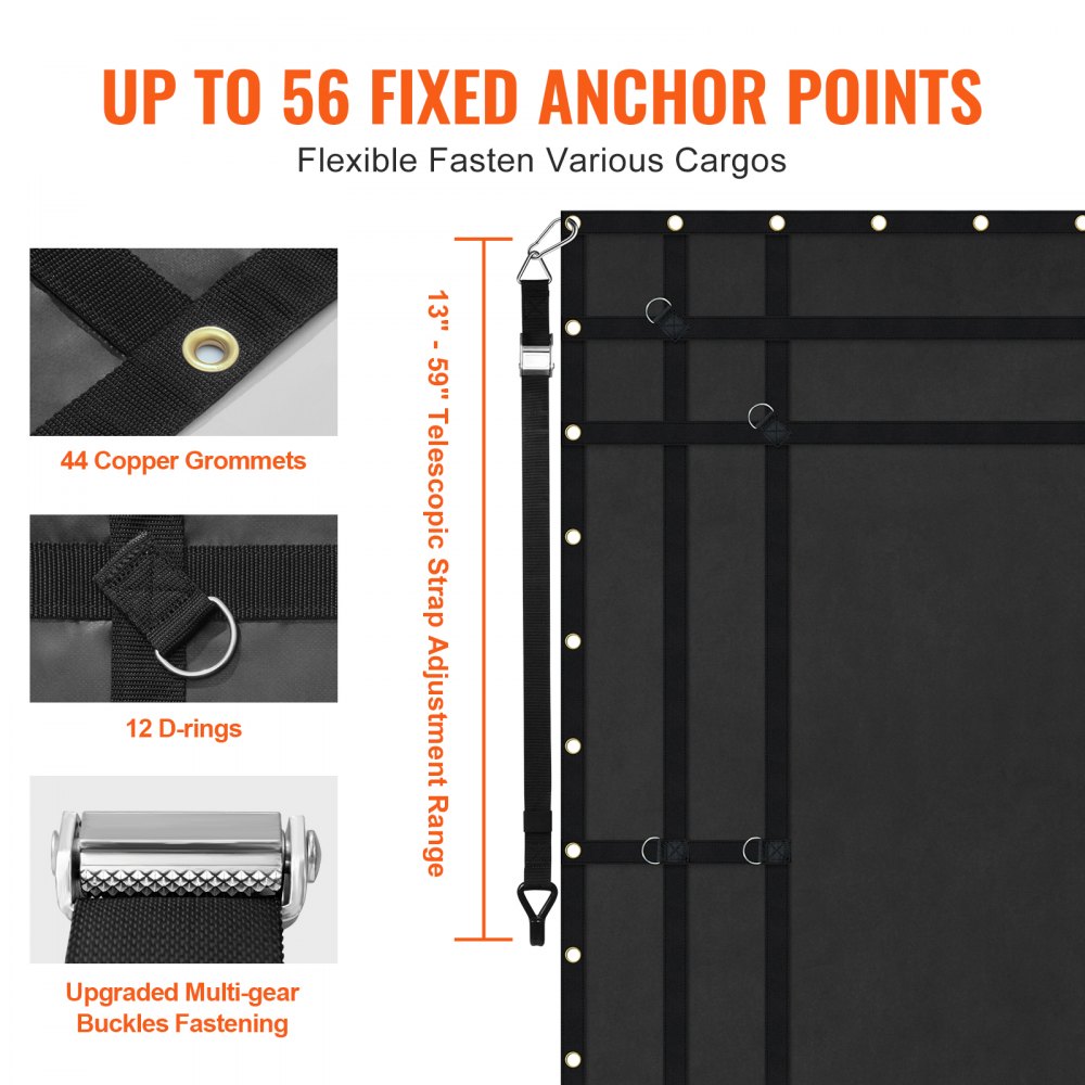 VCCN0096 - Heavy Duty 96"x81" Cargo Net with Adjustable Straps & Hooks