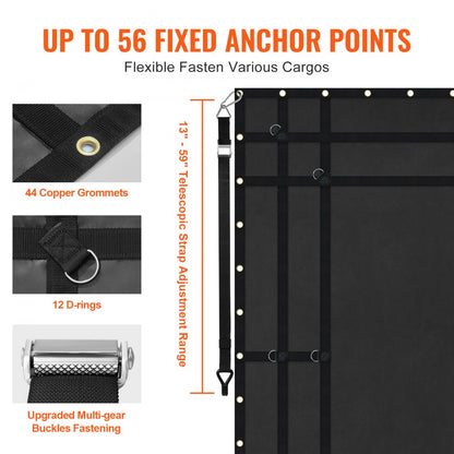 VCCN0096 - Heavy Duty 96"x81" Cargo Net with Adjustable Straps & Hooks