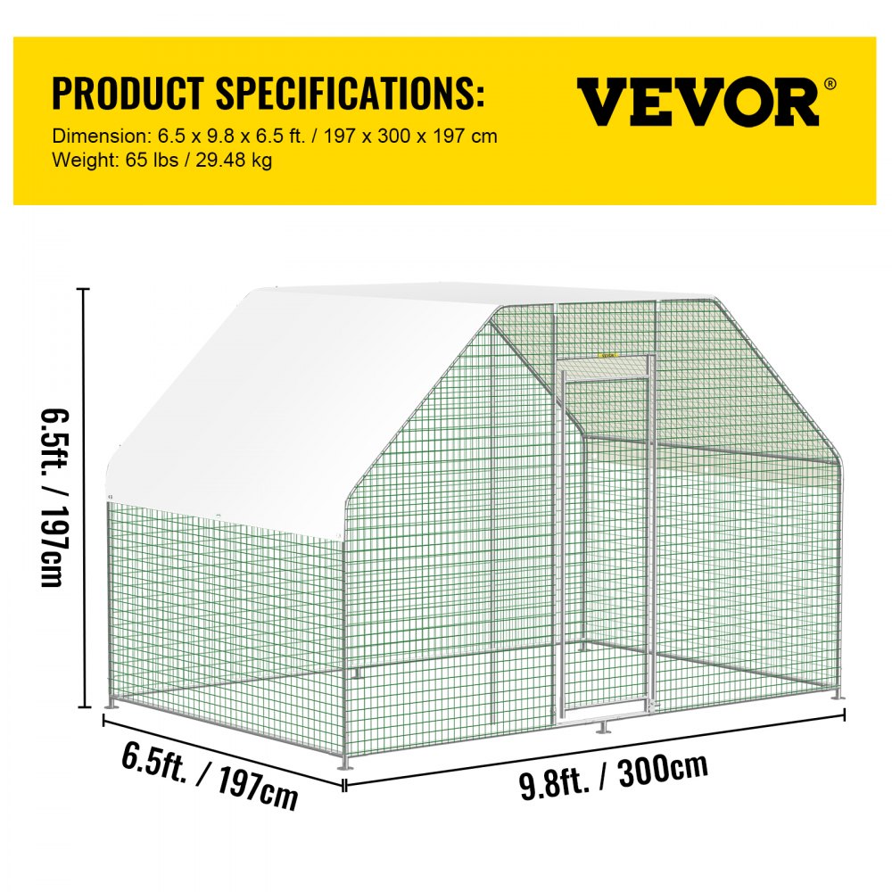 SS—JXHWJL0003 - 6.5x9.8ft Metal Chicken Coop with Waterproof Cover