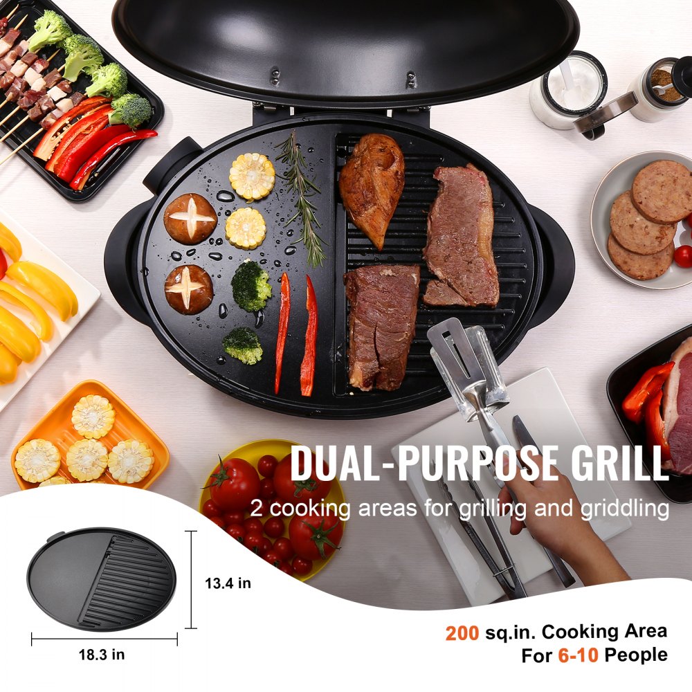 010722195802 - 1800W Versatile Indoor/Outdoor Electric Grill - 200 sq.in Surface
