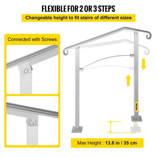 SS-YJH-00018 - Adjustable Alloy Handrail for 2-3 Steps, Rust-Proof Design