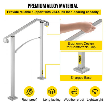 SS-YJH-00018 - Adjustable Alloy Handrail for 2-3 Steps, Rust-Proof Design