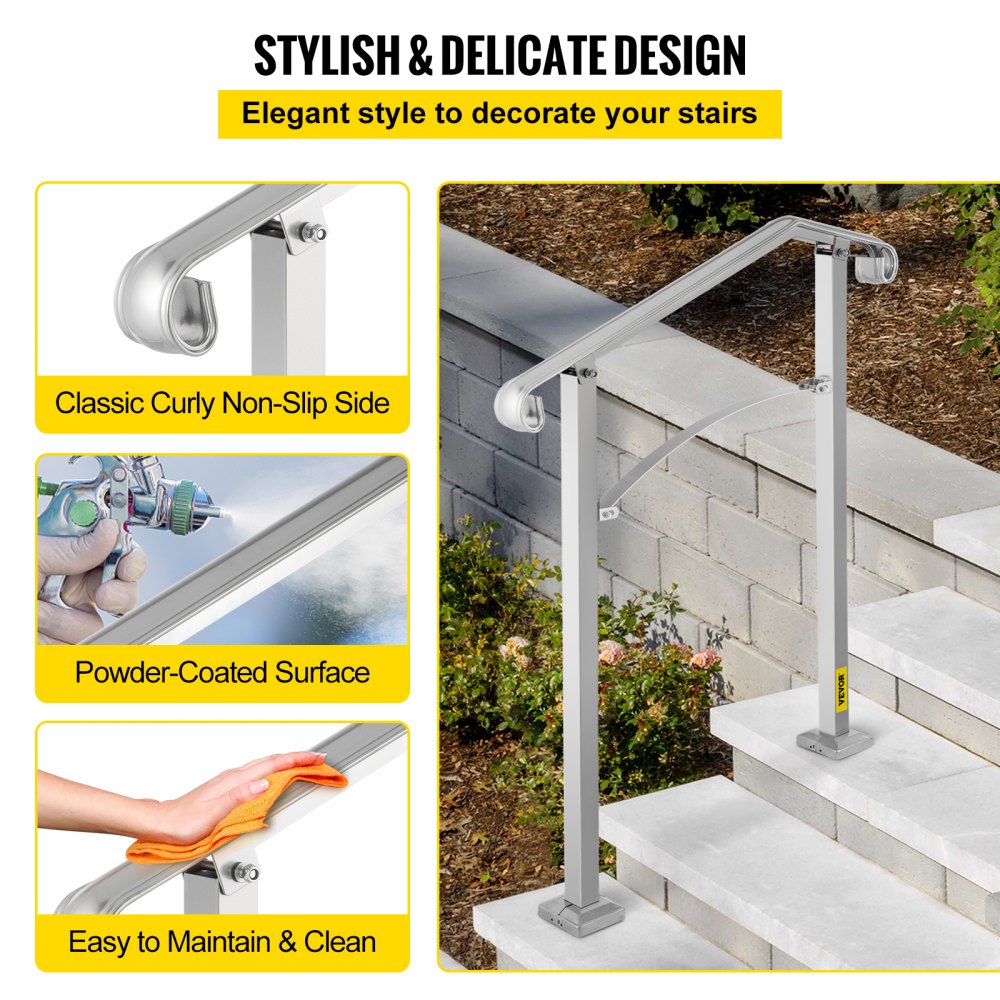 SS-YJH-00018 - Adjustable Alloy Handrail for 2-3 Steps, Rust-Proof Design