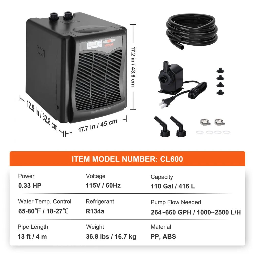 CL850 - 110 Gal Aquarium Chiller with Digital Control, 0.33 HP