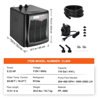 CL850 - 110 Gal Aquarium Chiller with Digital Control, 0.33 HP