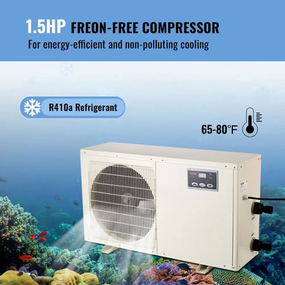 S2TL3500 - VEVOR 1.5HP Aquarium Chiller for 500 Gallon Tanks