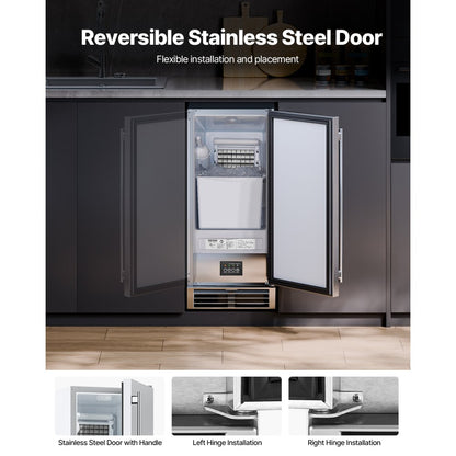 IMD50BIO - 50 lbs/day Stainless Steel Built-In Ice Maker with Reversible Door