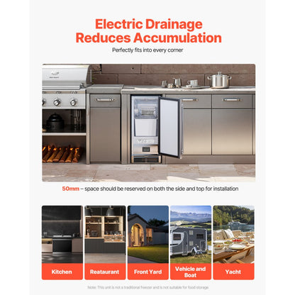 IMD50BIO - 50 lbs/day Stainless Steel Built-In Ice Maker with Reversible Door