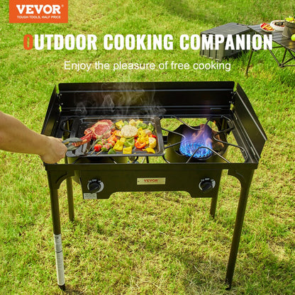 GB-2 - 60,000 BTU Double Burner Camping Stove for Outdoor Cooking