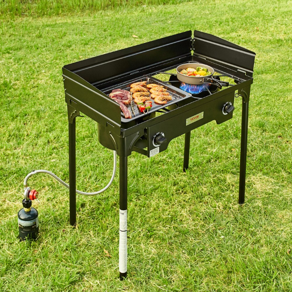 GB-2 - 60,000 BTU Double Burner Camping Stove for Outdoor Cooking