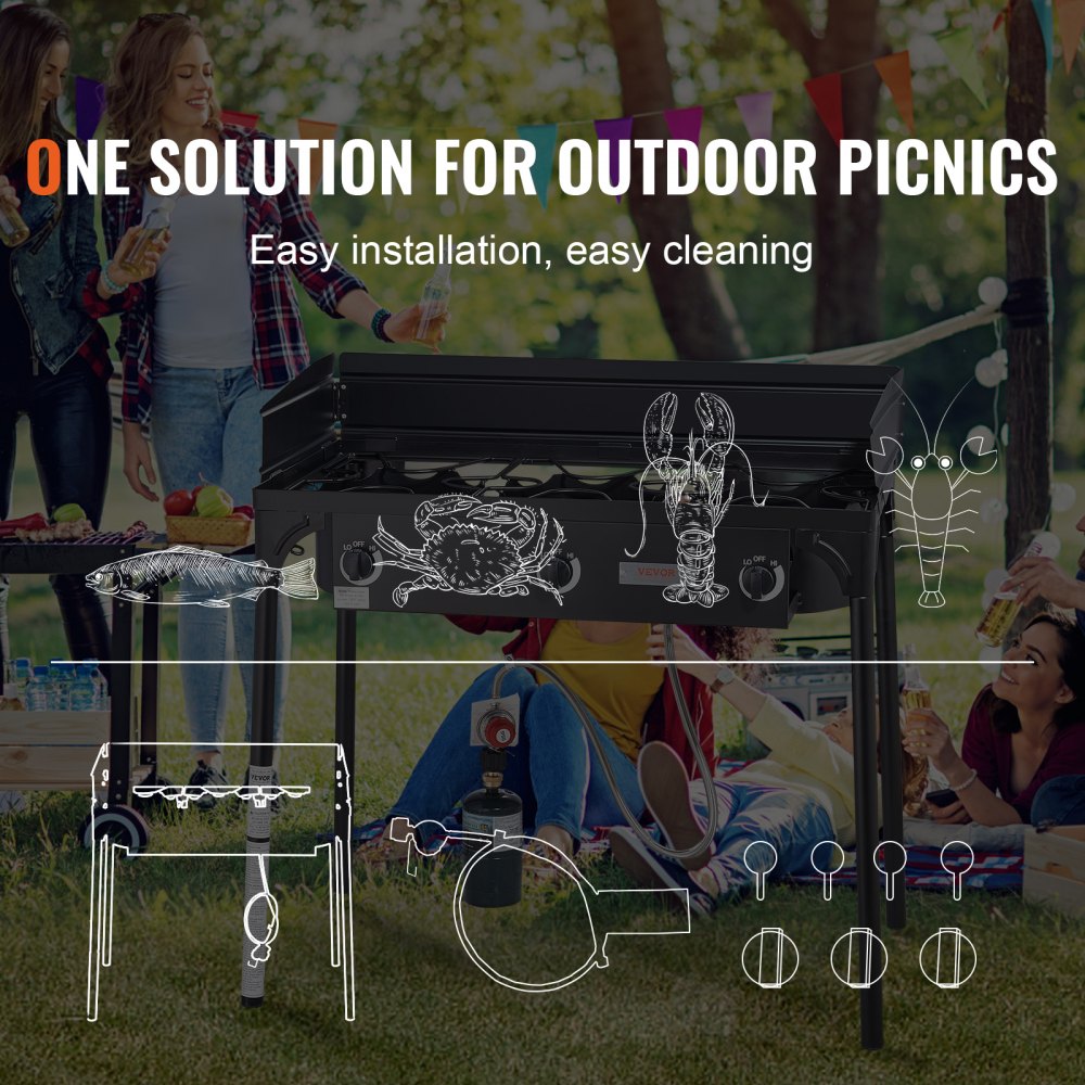 GB-3 - High-Output Outdoor Camping Stove with Windshield & Durability