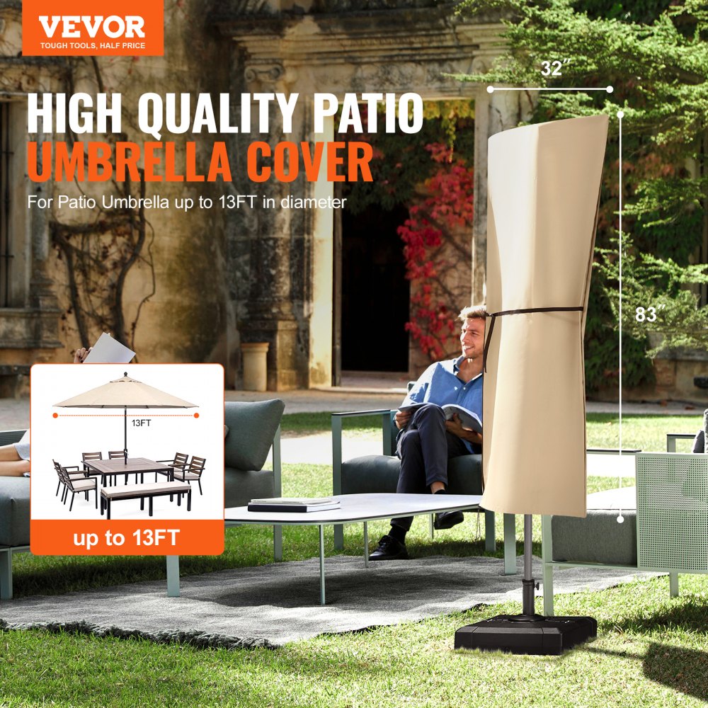 010528871287 - Water-Resistant 13ft Cantilever Umbrella Cover with 420D Oxford Fabric