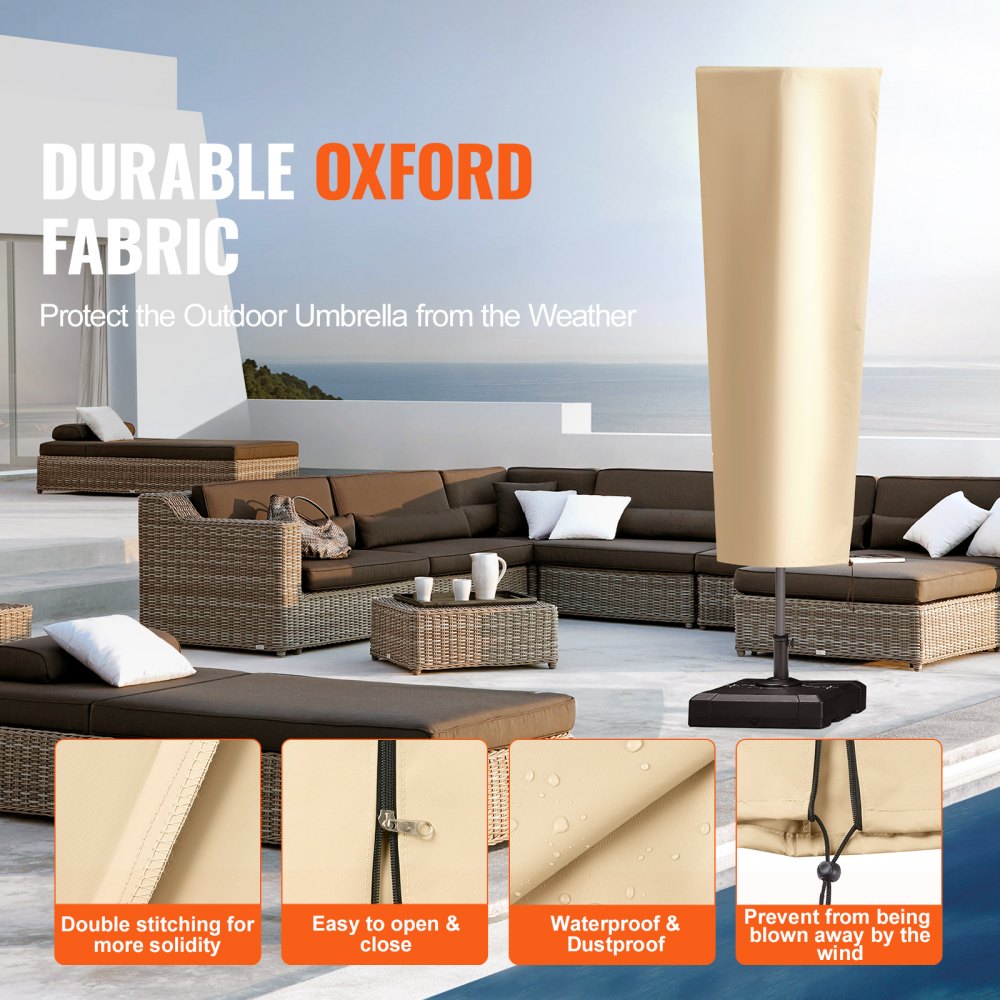 010528871287 - Water-Resistant 13ft Cantilever Umbrella Cover with 420D Oxford Fabric