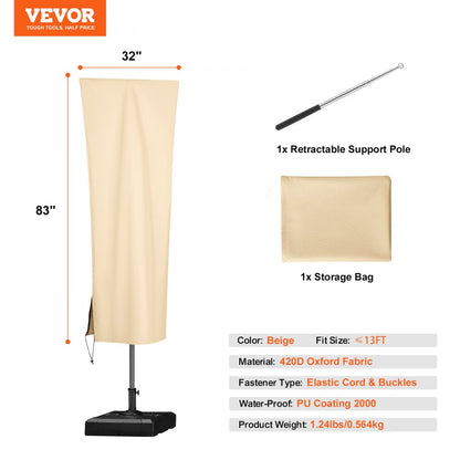 010528871287 - Water-Resistant 13ft Cantilever Umbrella Cover with 420D Oxford Fabric