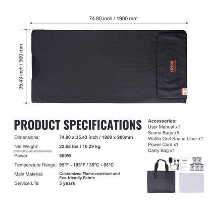 BW-801 - Portable Infrared Sauna Blanket for Detox & Wellness at Home