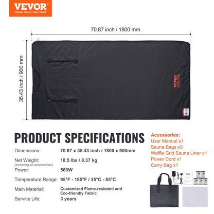 BW-801 - Lightweight Infrared Sauna Blanket with Timer & Carrying Bag