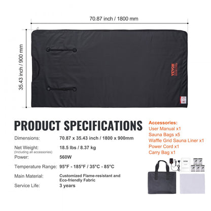 BW-801 - Lightweight Infrared Sauna Blanket with Timer & Carrying Bag
