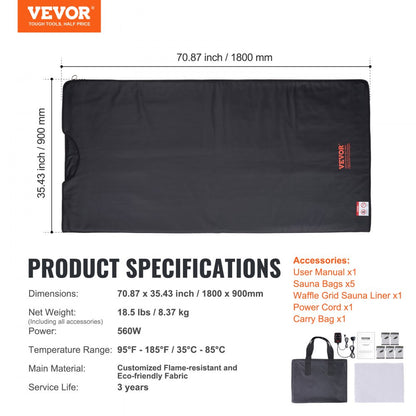 BW-801 - Portable Infrared Sauna Blanket with Remote Control for Detoxification