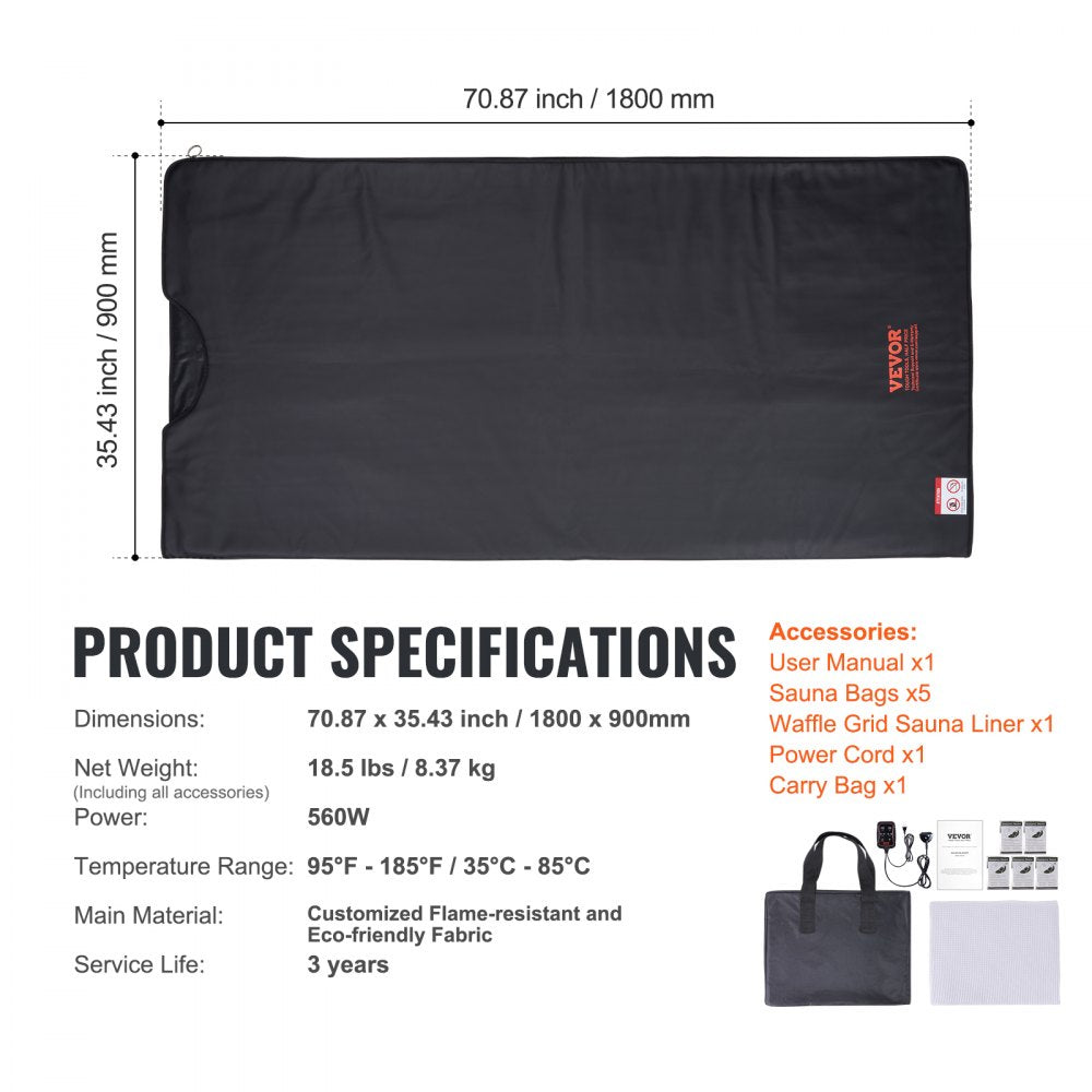 BW-801 - Portable Infrared Sauna Blanket with Remote Control for Detoxification