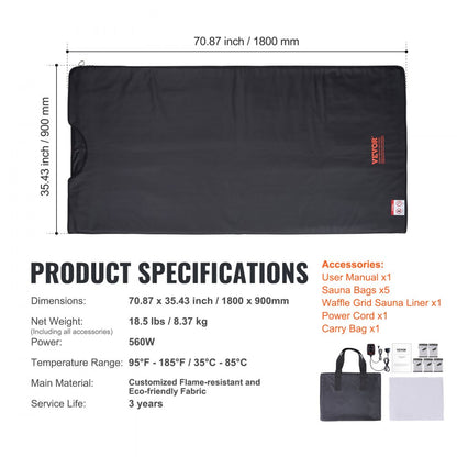 BW-801 - Portable Infrared Sauna Blanket with Remote Control for Detoxification