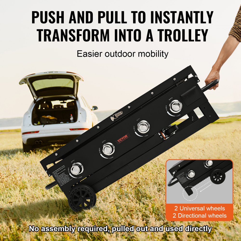 EGA94 - 36" Heavy-Duty Flat Top Griddle with Portable Wheels