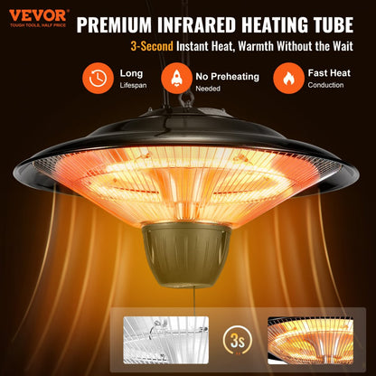 PHE-1500B - 1500W Infrared Hanging Heater, Adjustable & Weather-Resistant