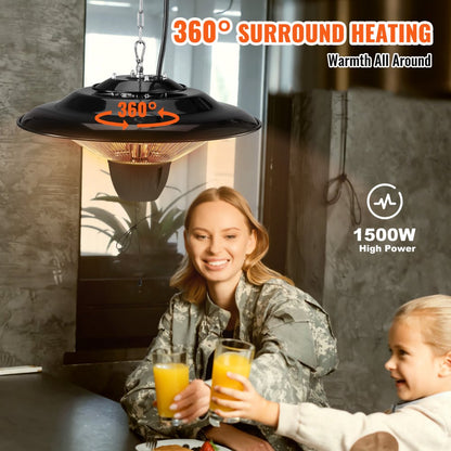 PHE-1500B - 1500W Infrared Hanging Heater, Adjustable & Weather-Resistant