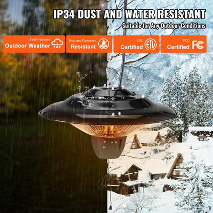 PHE-1500B - 1500W Infrared Hanging Heater, Adjustable & Weather-Resistant