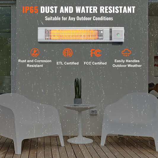T12-GR15B - 1500W Infrared Heater for Instant Warmth, 22.83x3.94 inches